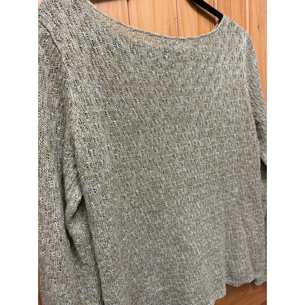 Eileen Fisher Lightweight Linen Sweater Size Small Green Minimalist Elevated - Picture 9 of 10